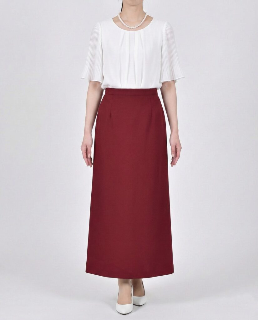 身長165cmの方が着丈90cmのスカートを着用した時のイメージ