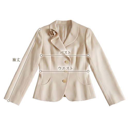 女性用ジャケットのバスト・ウエスト・ヒップの正しい測り方イラスト［表］